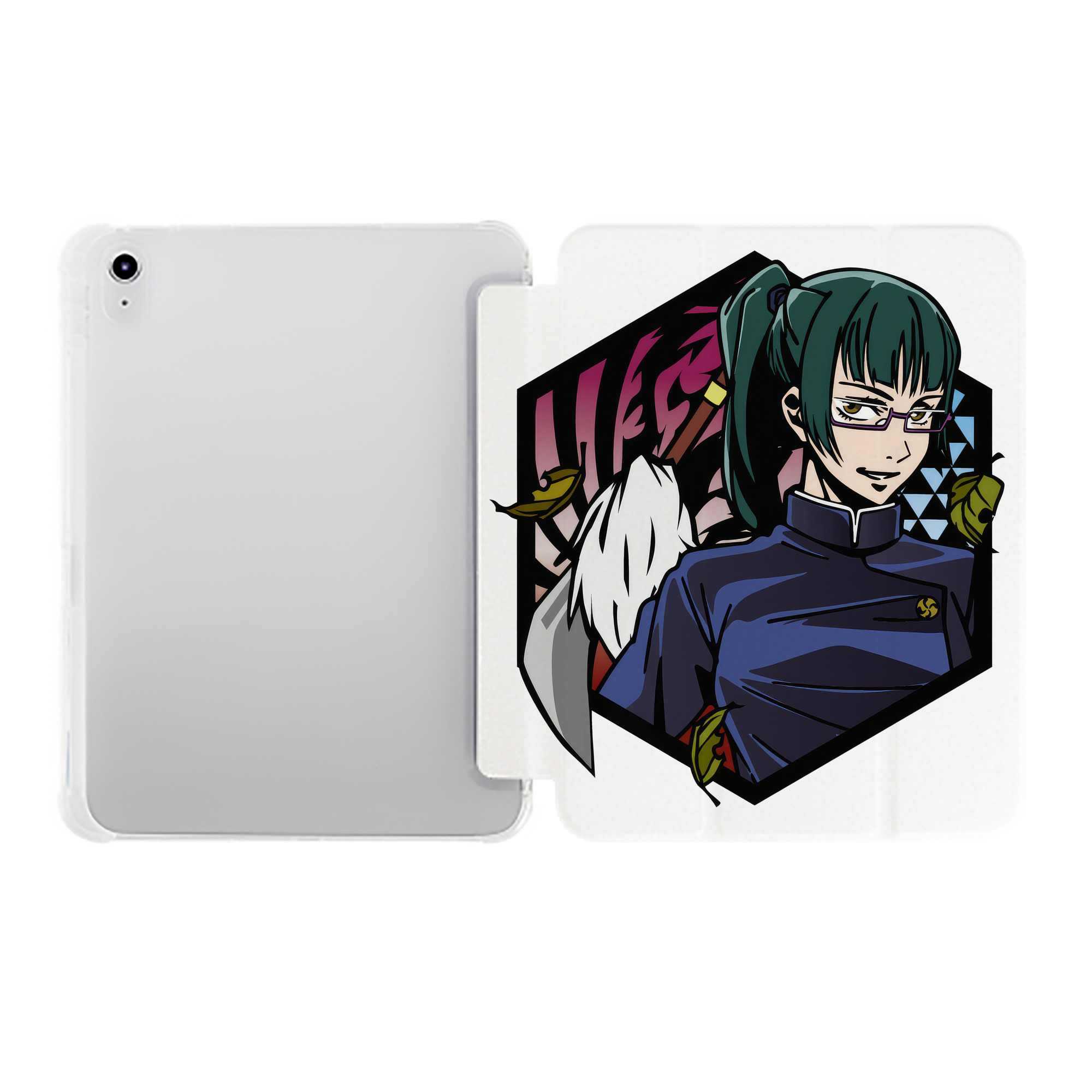 （画像用） 呪術廻戦 Jujutsu Kaisen IPad ケース ペン収納付き 三つ折りスタンド PUレザー×シリコン 対応機種9.5/10.5/10.9インチ